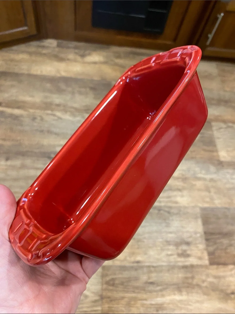 Longaberger Pottery Mini Loaf Bread Pan Baking Tomato Red Woven Traditions